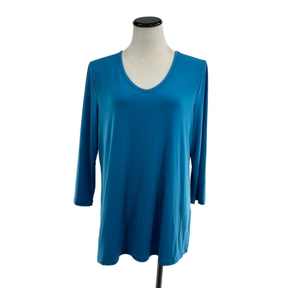 Slinky Brand Blue V-Neck Blouse